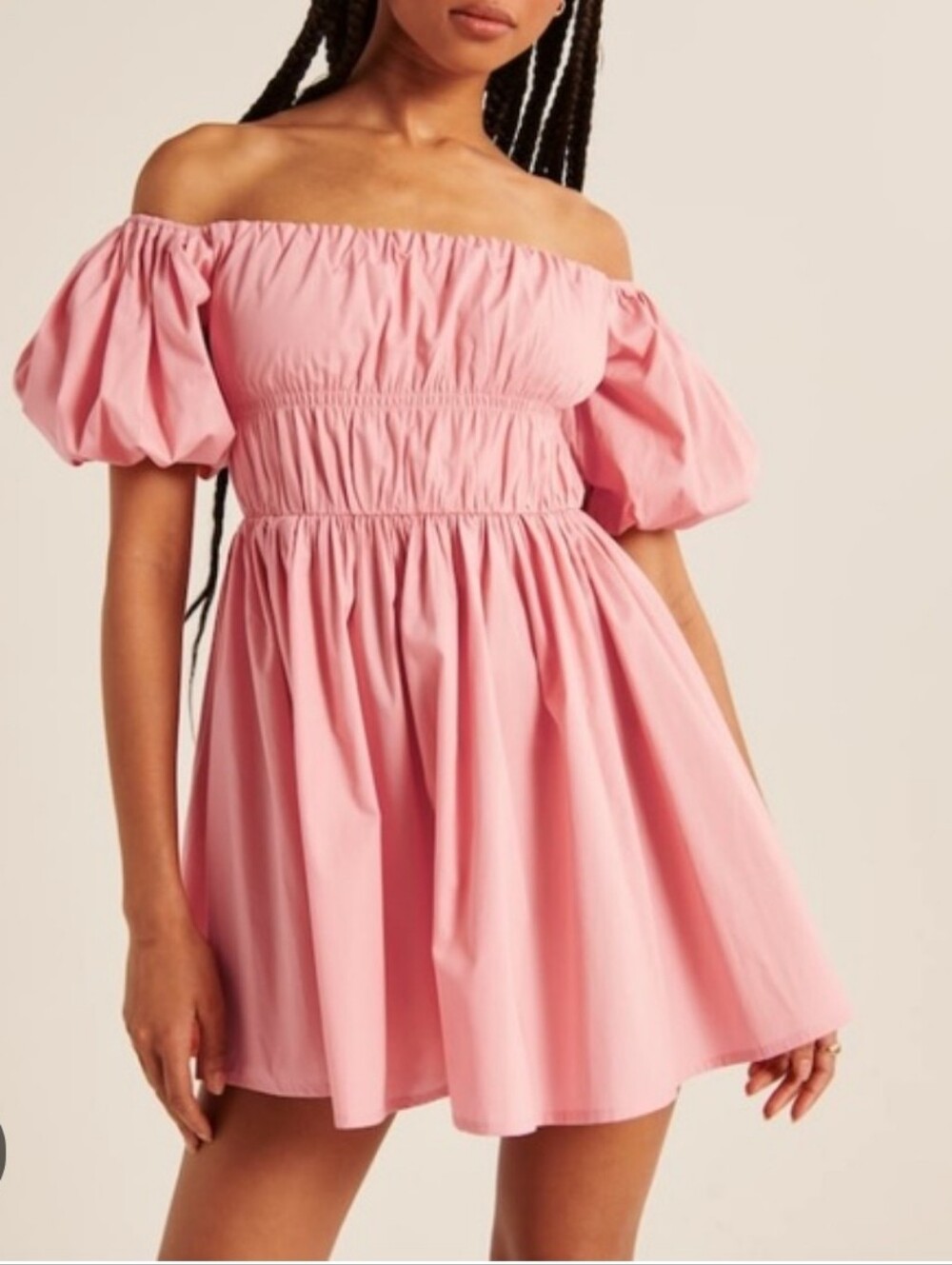 Abercrombie & Fitch | Emerson Poplin Puff Sleeve Mini Dress Pink Sz S